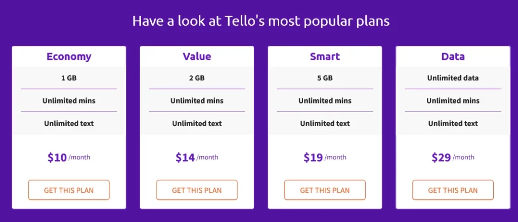 Tello cell phone plans