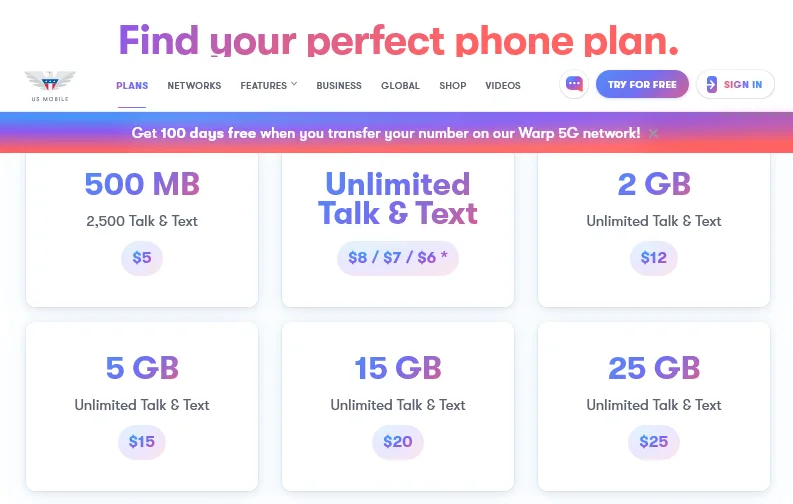 US Mobile Cell Phone Plans